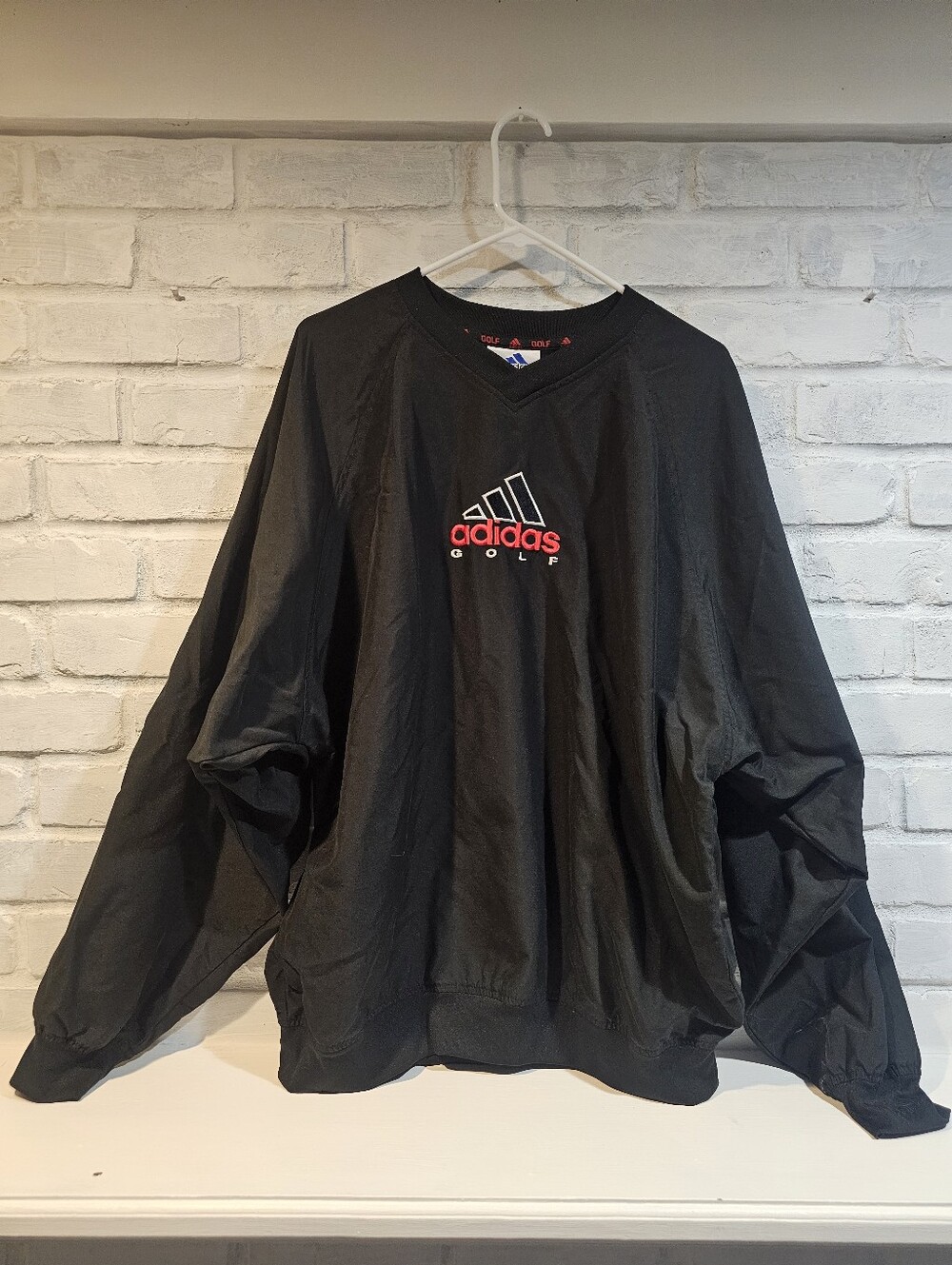 Vintage Adidas Black V-Neck Golf Pullover Size XL